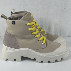 Tory Burch Camp Sneaker Sand Tan Suede Canvas Lace Up Boots Size 10 New